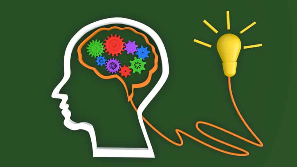 Cervello e lampada idea innovazione segno concetto idea sta iniziando